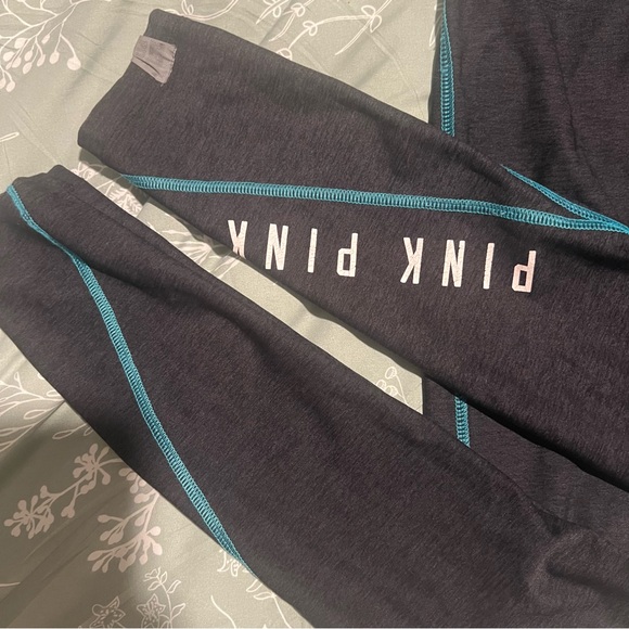 PINK Victoria's Secret Kids Leggings in Black and Teal - Picture 2 of 3